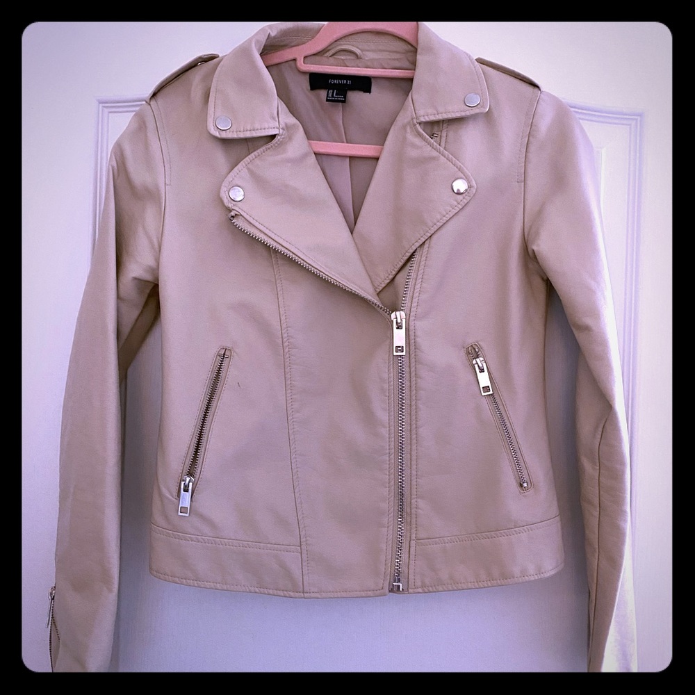 Beige moto jacket